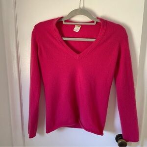 J. Crew Fuchsia V-Neck Sweater Slim Fit 100% cashmere